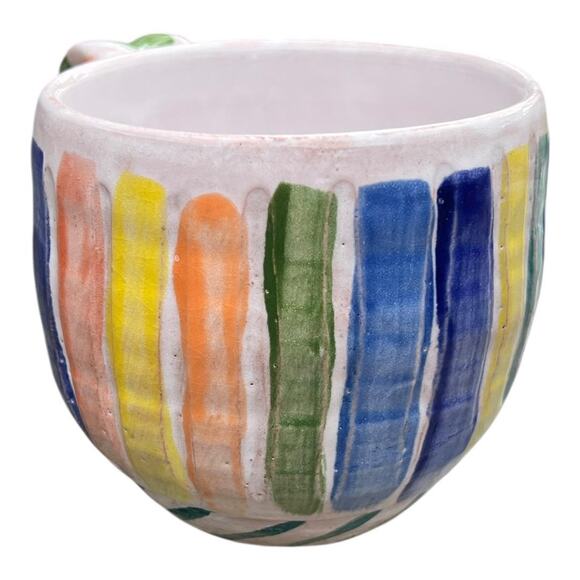 Multi Color Stripes & PolkaDots Pottery Coffee Mug - Picture 6 of 15